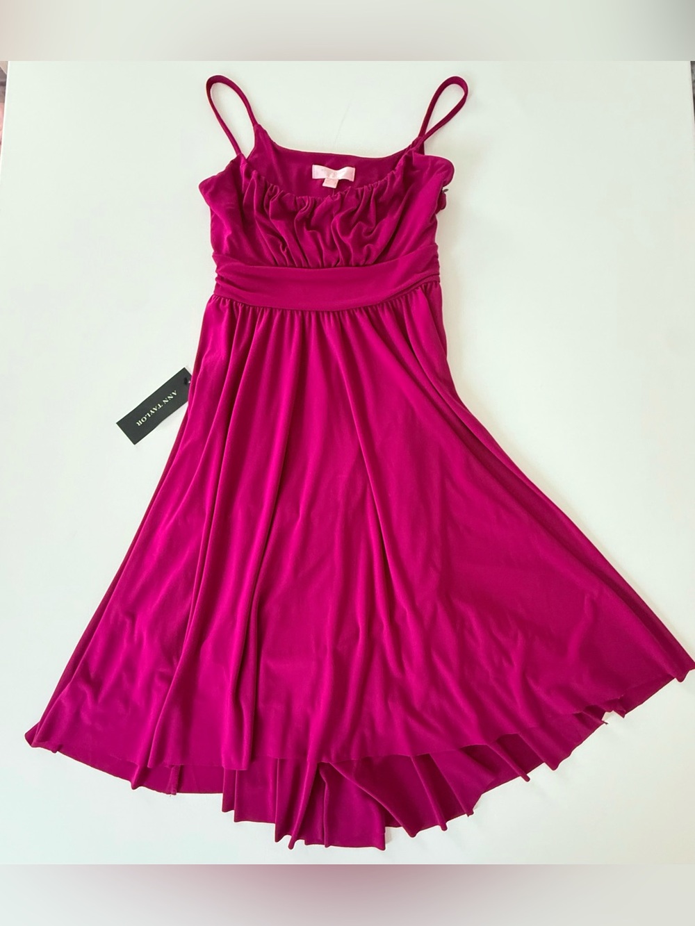 Ann Taylor Magenta Spaghetti-Strap fit & flare Dress